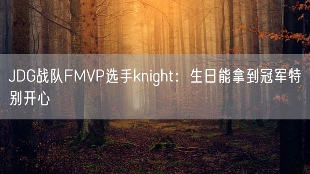 JDG战队FMVP选手knight：生日能拿到冠军特别开心